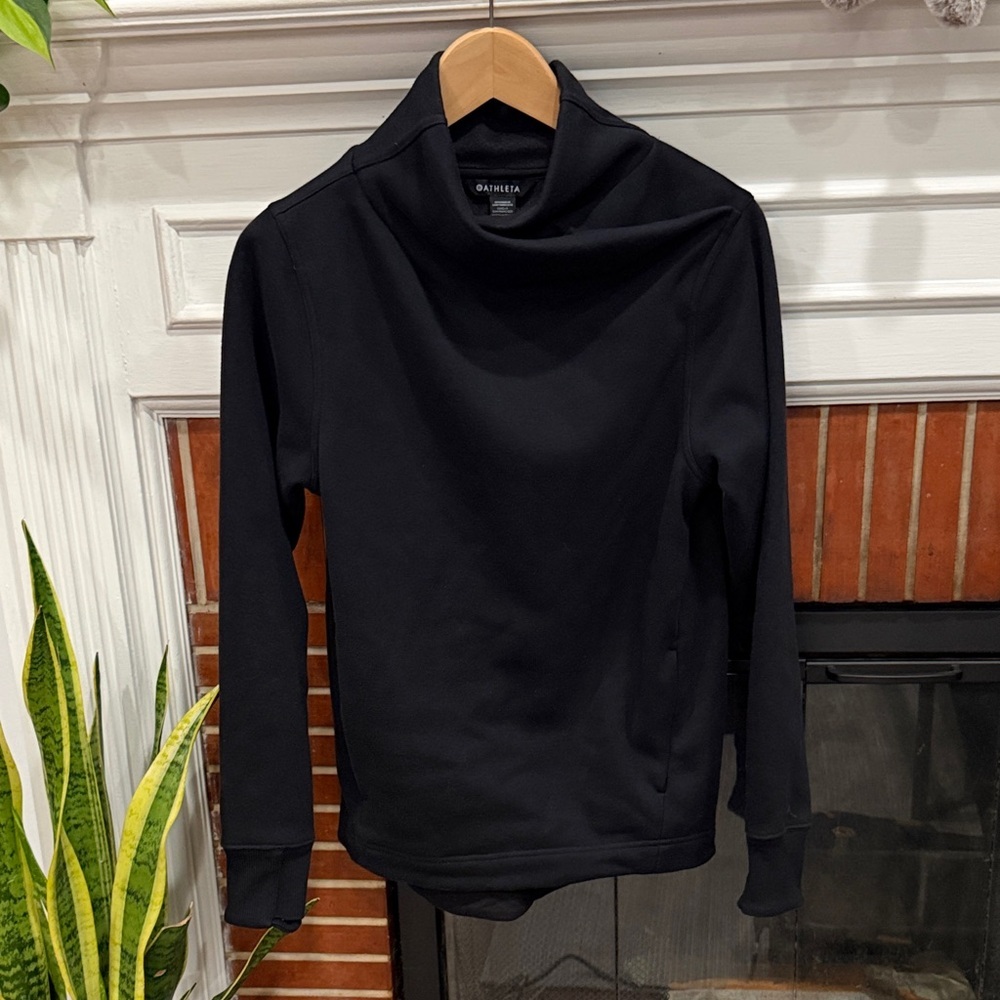 Athleta Cozy Karma Twist Neck Sweatshirt - **Black** - XS